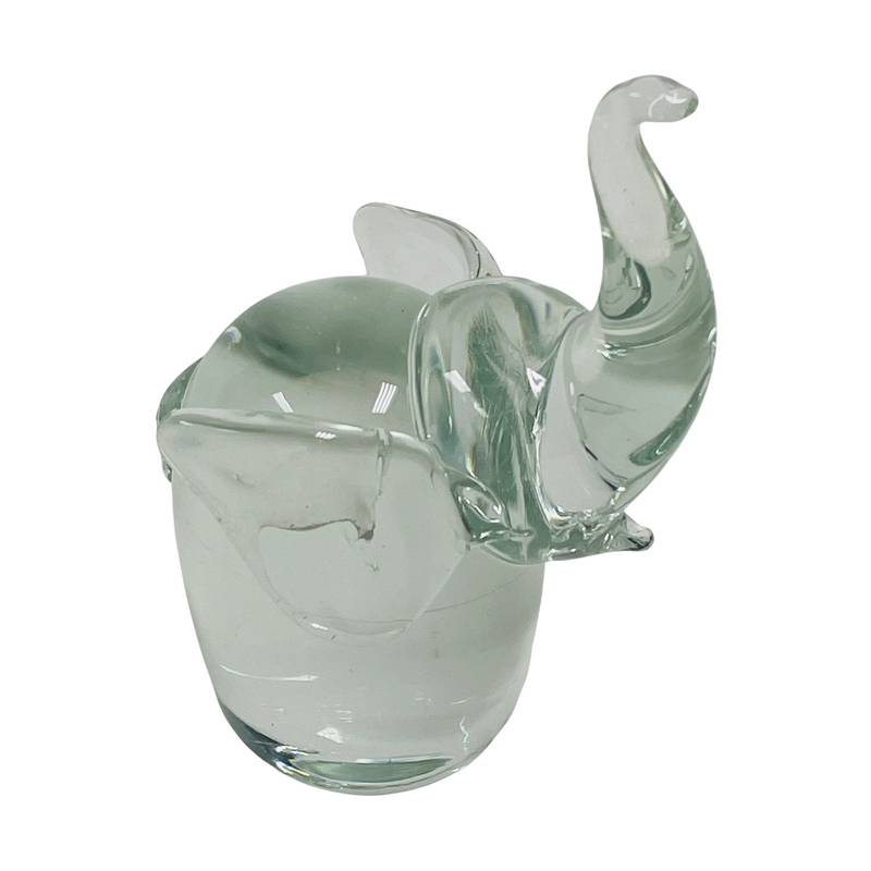 Elephant Art Figurine Clear Glass 4" Paperweight