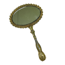 9.25" Vintage Brass Metal Double Sided Hand Vanity Mirror