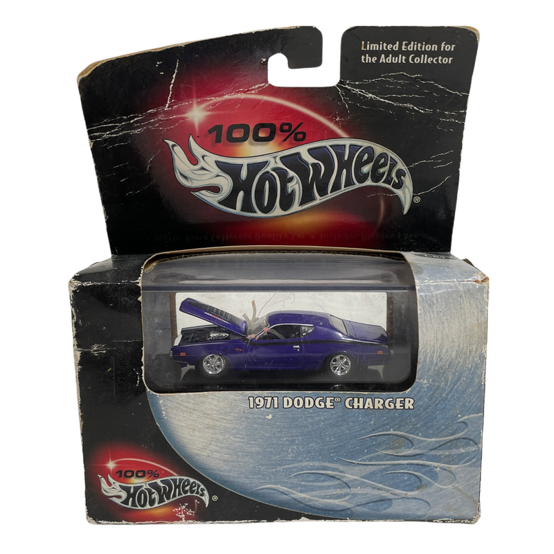 100% Hot Wheels 1971 Dodge Charger Purple 1:64 Diecast Toy Car