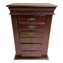 Powell 6 Drawer Wooden Flip Top Mirror Side Storage 21.25" Jewelry Box