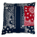 Levi's Denim Blue Red Bandana Patchwork Paisley Decorative 18"x18" Pillow