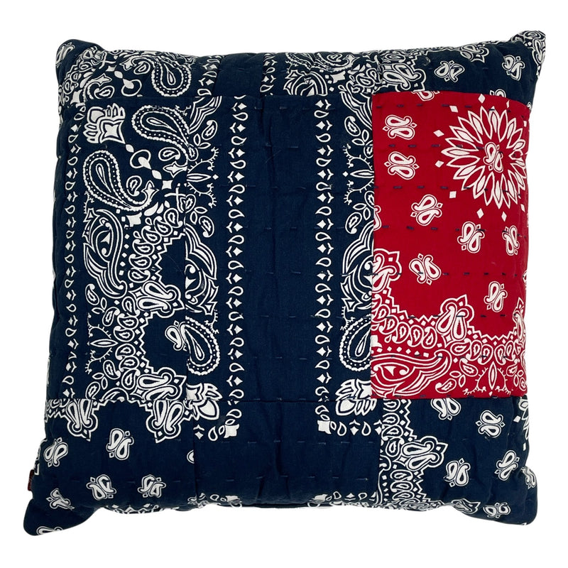 Levi's Denim Blue Red Bandana Patchwork Paisley Decorative 18"x18" Pillow