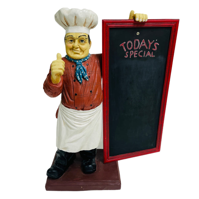 Italian Chef Cook Holding Today's Special Menu Chalkboard 27" Plaster Statue