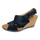 Clarks Collection Women's Suede Strap Cork Heel Sandal Wedges 16724