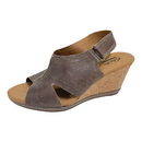 Clarks Collection Women's Suede Strap Cork Heel Sandal Wedges 16724