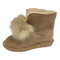 Bearpaw Libby Women's Suede Sheepskin Wool Fur Slip On Pom Pom Ankle Boots