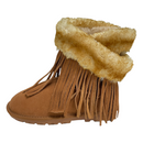 Lamo Women's Suede Leather Fleece Wrap Around Fringe Ankle Boots