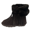 Lamo Women's Suede Leather Fleece Wrap Around Fringe Ankle Boots
