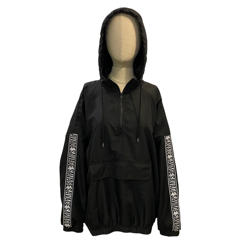 Carbon Savage Hooded Lightweight 1/4 Zip Pullover Black Jacket