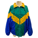 Wear 2B Seen Womens Vintage Blue Green Gold Nylon Zip Up Jacket