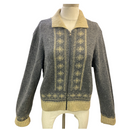 Orvis Womens Grey Snowflake Full Zip Wool Blend Sweater