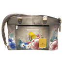 Anuschka Extra Large Spring Flowers Birds Hand Painted Leather Tote Handbag