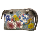 Anuschka Extra Large Spring Flowers Birds Hand Painted Leather Tote Handbag