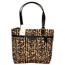 Coach Ocelot Black & Beige Leopard Print Nylon Shoulder Bag Tote Purse F31901