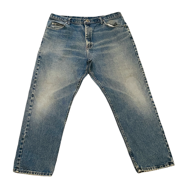 Wrangler Men's Distressed Denim Blue Jeans