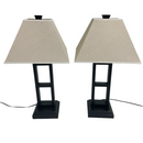 (2) Black Metal Modern 27" Table Lamps
