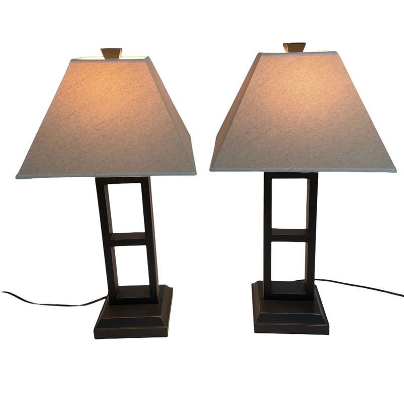 (2) Black Metal Modern 27" Table Lamps