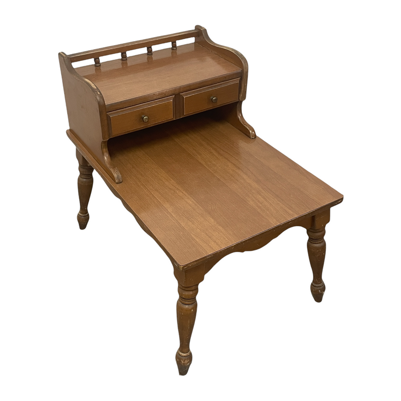 Mersman Vintage Maple Wood 2 Tier Side End Table w/ Drawer