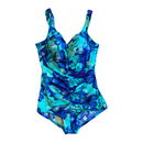Le Cove Women's Blue Flowers Floral One Piece Swimsuit RN