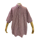 Wrangler Hero Men's Red Gray White Plaid Button Down Short Sleeve Shirt