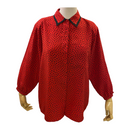 Yves St Clair Women's Red Black Polka Dot Blouse Top Shirt