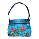 Anuschka Extra Large Bird Flowers Hand Painted Leather Tote Handbag