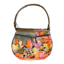 Anuschka Large Leaves Pine Cones Acorns Hand Painted Leather Tote Handbag