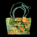 Anuschka Large Green Butterflies Leaves Hand Painted Leather Handbag 7066-ANB