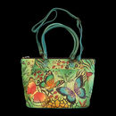 Anuschka Large Green Butterflies Leaves Hand Painted Leather Handbag 7066-ANB