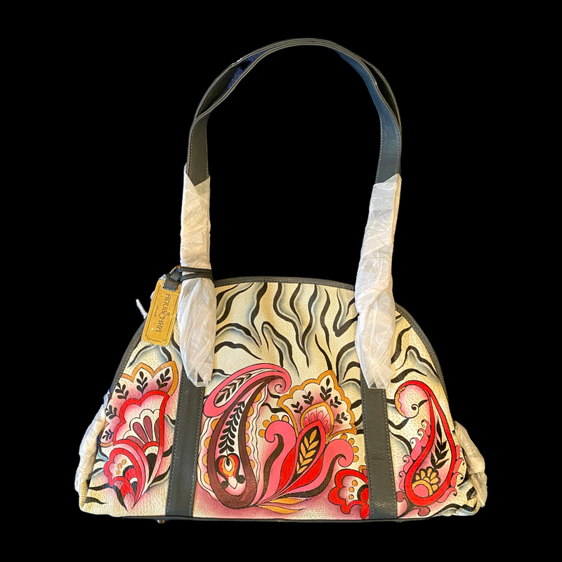 Anuschka Large Paisley Hand Painted Leather Tote Handbag 7205-ZPY