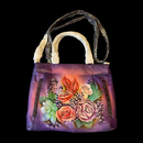 Anuschka Extra Large Purple Floral Hand Painted Leather Tote Handbag 566-LLC