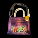 Anuschka Extra Large Purple Floral Hand Painted Leather Tote Handbag 566-LLC