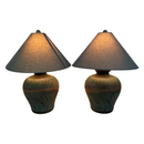 (2) Large Green Ceramic Table Lamps