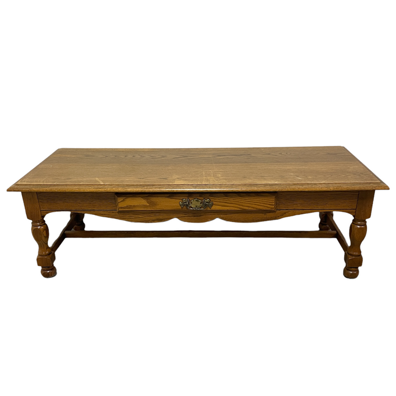 52" Light Brown Oak Wood Coffee Table