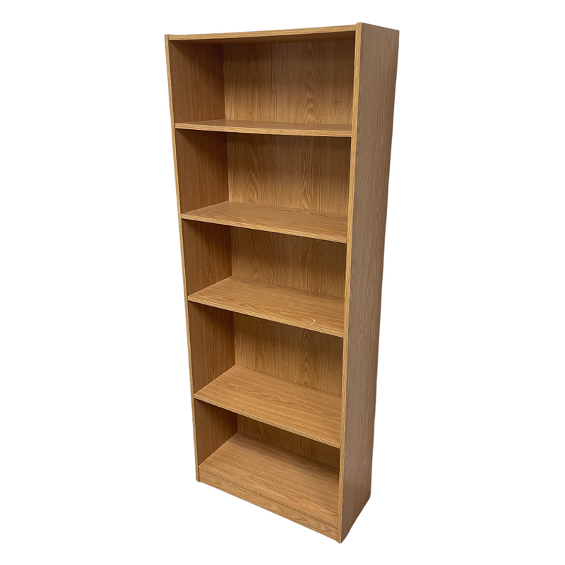 71.5" Light Brown Replicated Wood Adjustable 5 Shelf Display Storage Bookcase