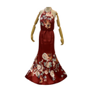 Blush 2 Piece Long Prom Homecoming Maroon Flowered Jeweled Formal Dress