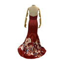 Blush 2 Piece Long Prom Homecoming Maroon Flowered Jeweled Formal Dress