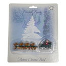 Authentic Christmas Valley Santa & Reindeer Sleigh Porcelain 2 pc 4" Figurine