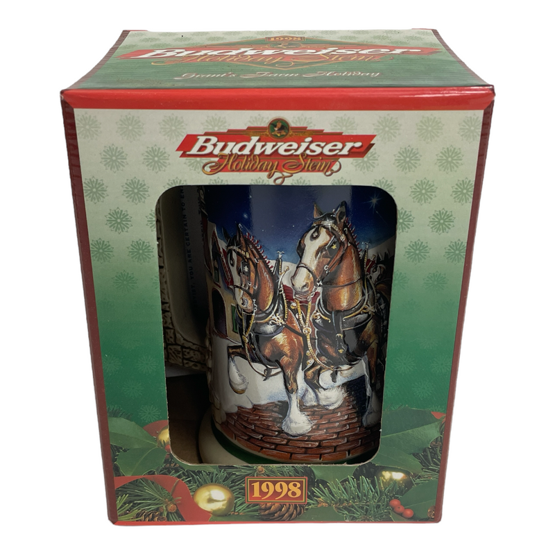 Budweiser 1998 Grants Farm Holiday Beer Stein Mug
