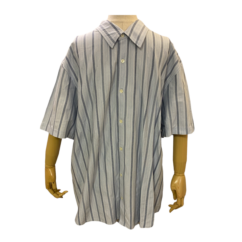 Calvin Klein Men's Blue Stripe Casual Button Down Short Sleeve Shirt RN