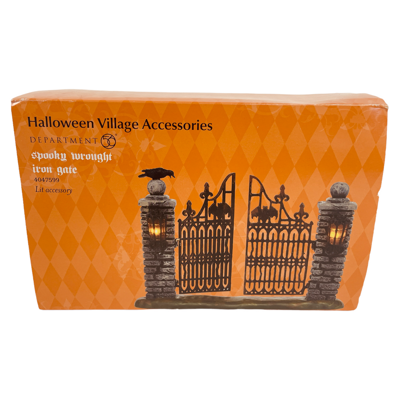 Department Dept 56 Spooky Wrought Iron Gate Halloween Village Lit Accessory