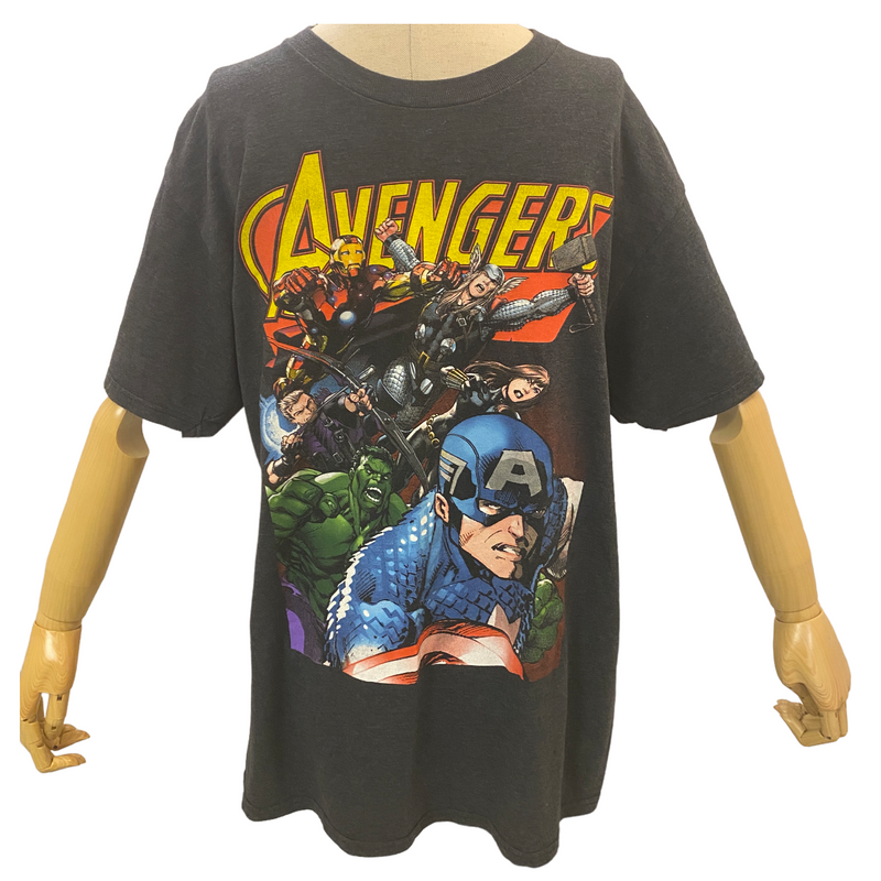 Marvel Avengers Comic Mens Grey Superhero Iron Man Captain America Hulk T-Shirt
