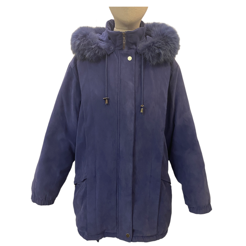 Bromley Thermolite Plus Womens Blue Detachable Fox Fur Hood Winter Coat