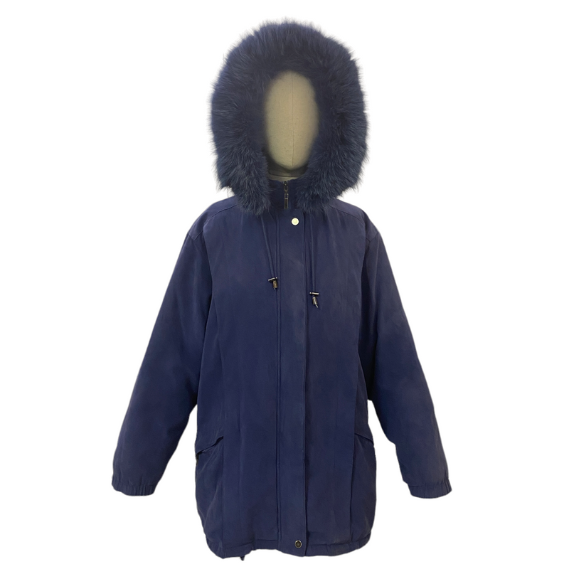 Bromley Thermolite Plus Womens Blue Detachable Fox Fur Hood Winter Coat