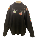 Cherokee Womens Black Christmas Bulbs Mock Neck Cotton Sweater