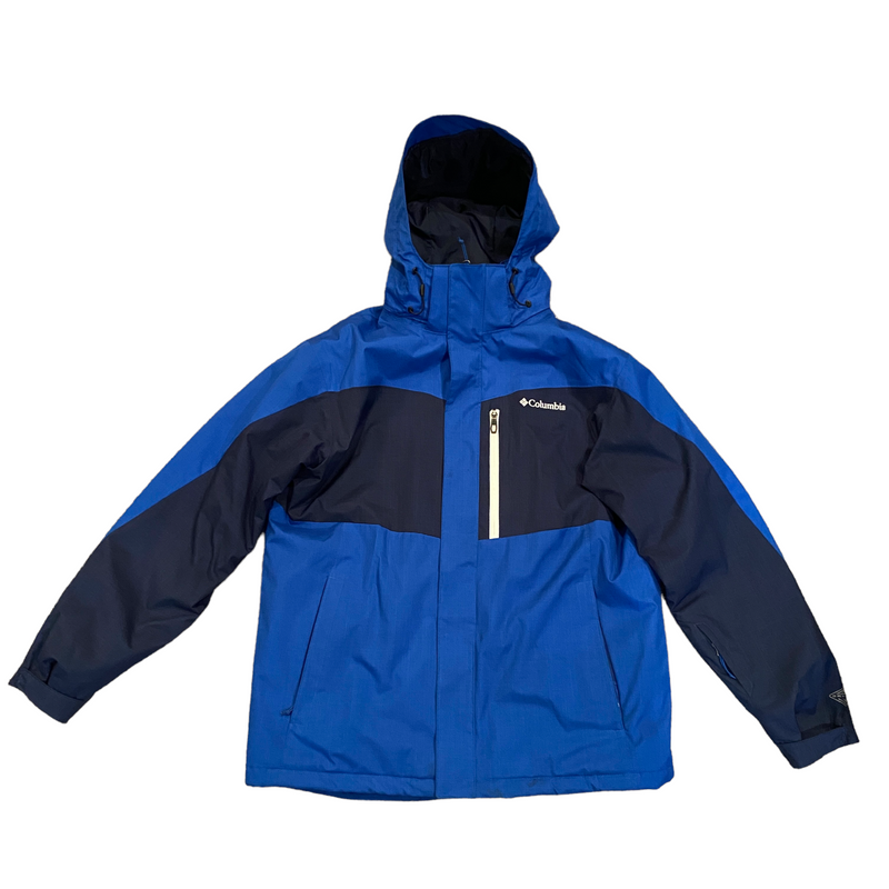 Columbia Omni-Heat Tech Lining Men's Removable Hood Blue Black Ski Jacket