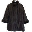 Regent Park Womens Black Faux Fur Collar Cuffs Button Down Coat