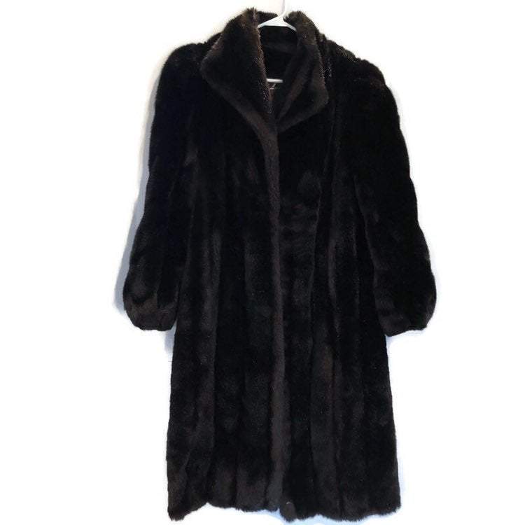 American Signature Vintage Sable Womens Size 7/8 Faux Mink Full Length Fur Coat