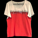 Christopher & Banks Womens Short Sleeve Pink White Soft Tshirt