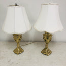 (2) Excelsior Brass Base White Shade Table Lamps